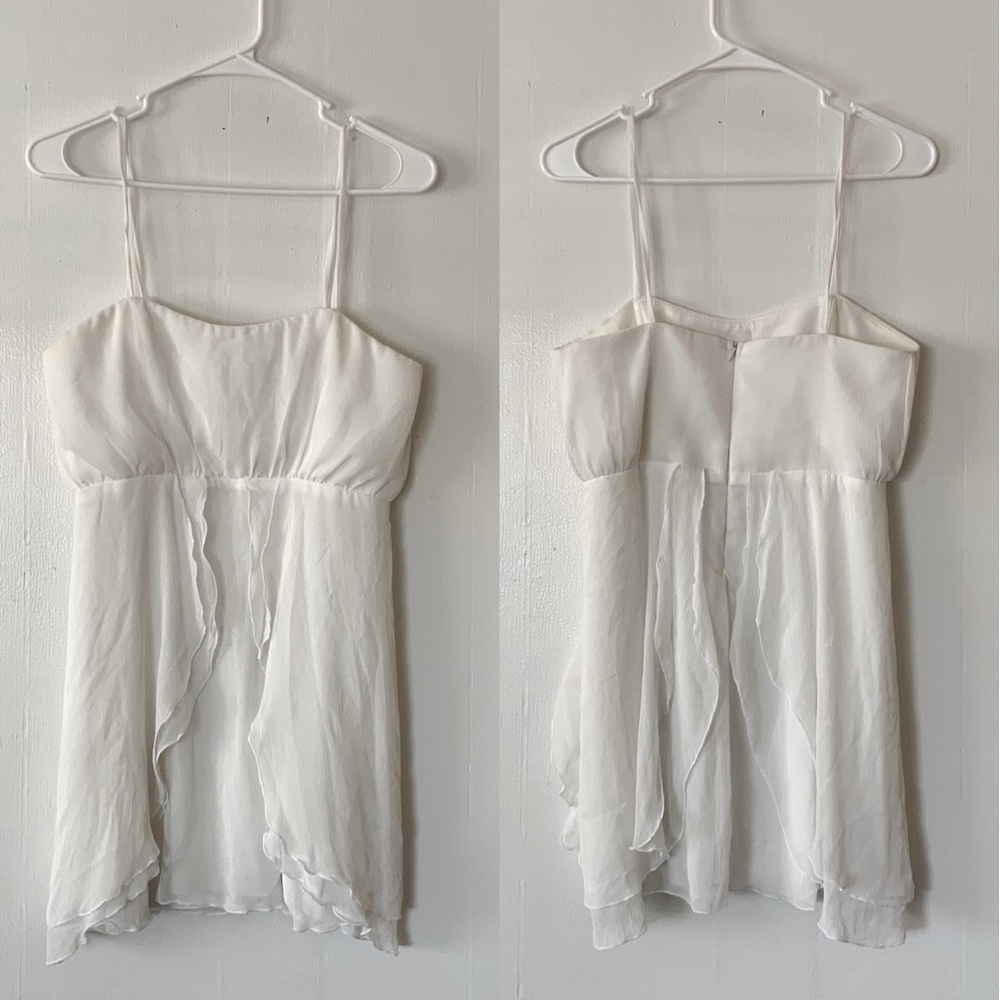 Zeynep Mayruk White Chiffon Spaghetti Strap Top